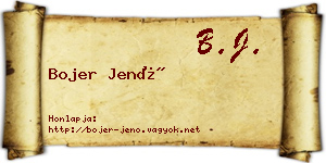 Bojer Jenő névjegykártya